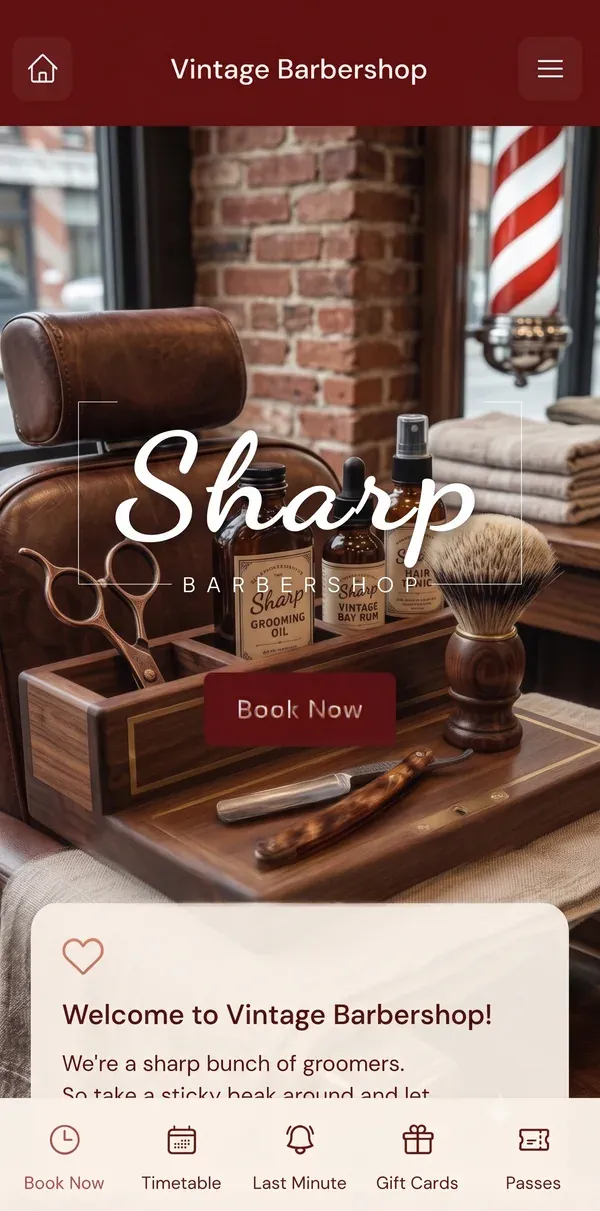 Vintage Barbershop booking mini-site